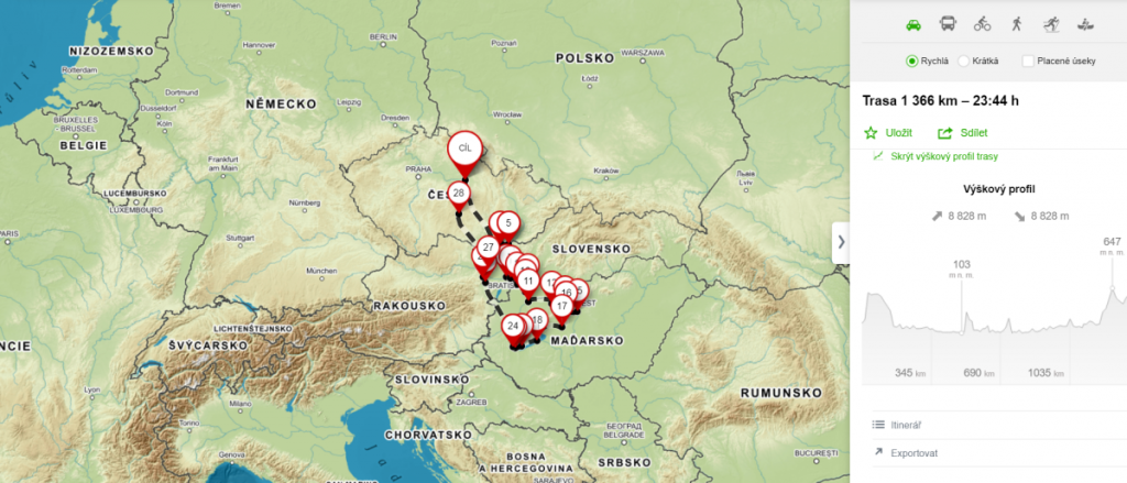 Madarsko 02 - Mapa cela trasa