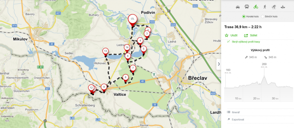 Madarsko 06 - Mapa výletu Valtice